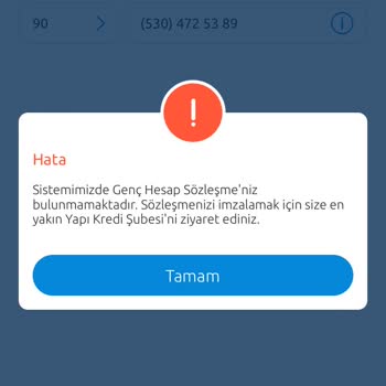 Yapı Kredi Bankası Mobil Banka Genç Hesap Açma Sorunu