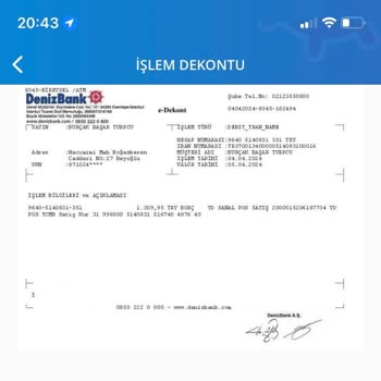 Denizbank Debit Tran Name Kesintisi