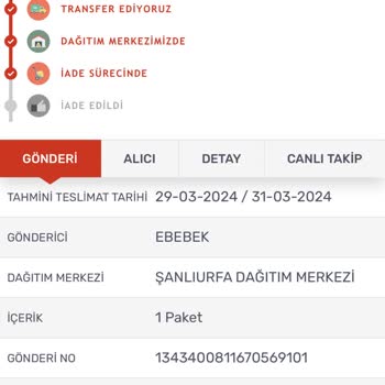 Ebebek'ten Aldığım Ürünü Günlerdi Kargomsende İade Depoda Bekletiyor.