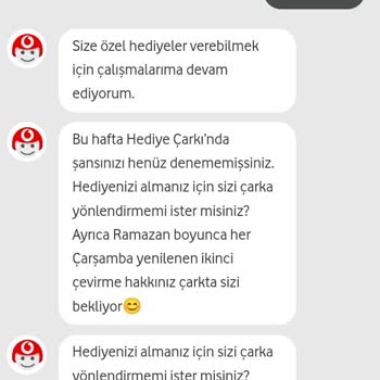 Vodafone Hediye Çarkı Hata
