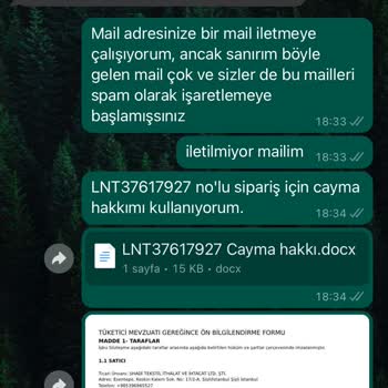 LNT Step Cayma Hakkı Sonrası Yaşadıklarım, İade Edememe, İletişim Kuramama