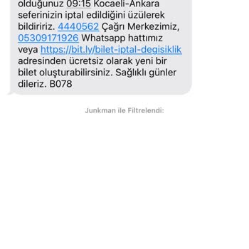 Kamil Koç Otobüs Sefer İptali