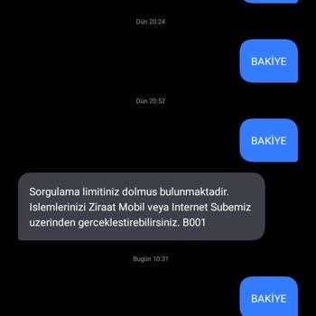 Ziraat Bankası Bakiye Sorgulama Limitim Dolmuş.