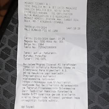 MoneyPay Uygulaması Bakiye Yüklenmemesi