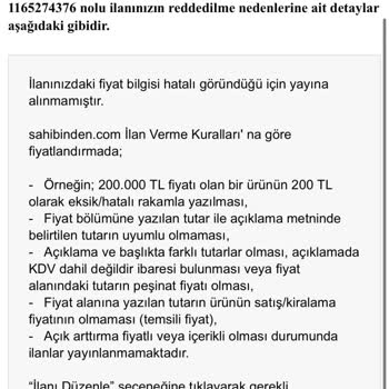 Sahibinden İlan Fiyatıma Karışılması