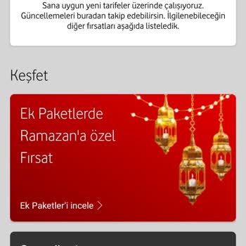 Vodafone Tarife Seçeneği Sunmuyor
