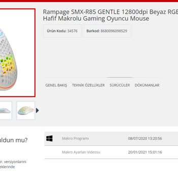 Rampage SMX-R85 Gentle Marka Mouse Driver Sorunu