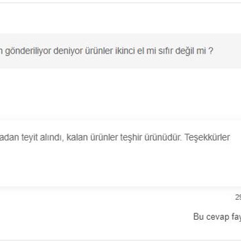 Hepsiburada Sitesinden Satılan Teşhir Ürünü