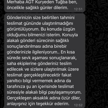 AGT Kurye Iğdır Teslimatı Zamanında Yapmıyor