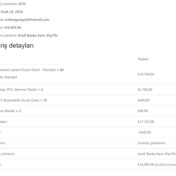 Ant Profiles Teslim Edilmeyen Sipariş