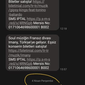 "Biletinial" Sürekli SMS Atıyor Ve İptal Edilmiyor