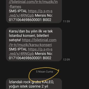 "Biletinial" Sürekli SMS Atıyor Ve İptal Edilmiyor