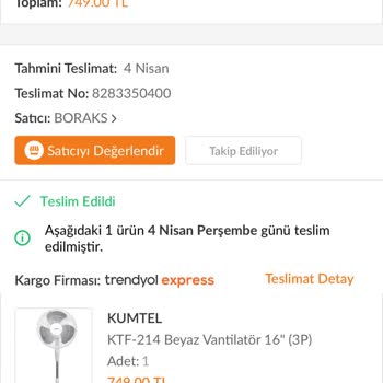 Kumtel Vantilatör Eksik Parça