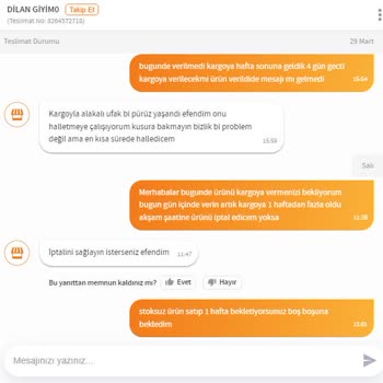 Trendyol Stoksuz Ürün Satılması Ve Kargoya Verilecek Diye Bekletilmem