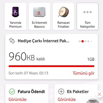 Vodafone İnternetim Bitmeden Paket Tanımlandı