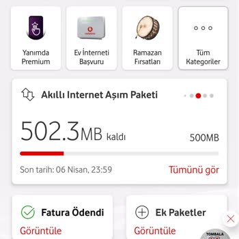 Vodafone İnternetim Bitmeden Paket Tanımlandı
