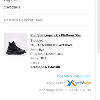 Converse Ayakkabı Kusurlu Ürün