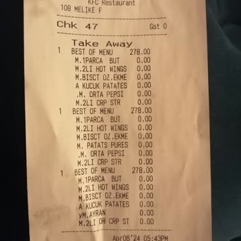 KFC Hep Hatalı Sipariş