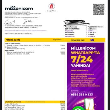 Milleni.com Telefonla Destek 400TL