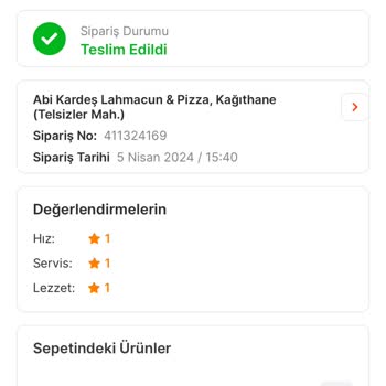 Migros Yemek Te Verdiğim Sipariş