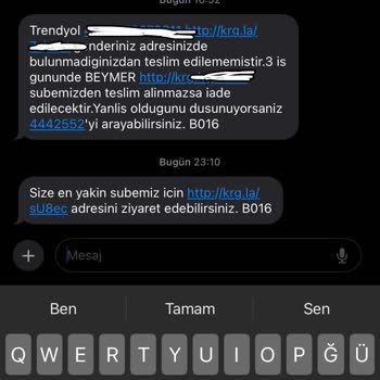 Aras Kargo Beymer Şubesi Zile Basmadan Evde Yoksunuz Mesajları