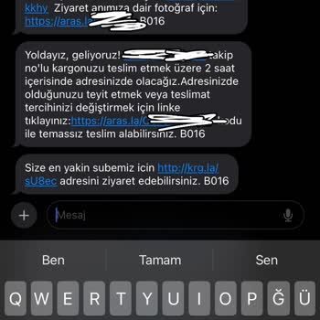 Aras Kargo Beymer Şubesi Zile Basmadan Evde Yoksunuz Mesajları