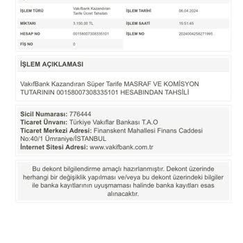 VakıfBank Kazandıran Tarife Ücreti İadesi