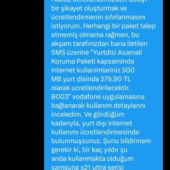 Vodafone Talep Dışı Paket Yükleme Ve Ücretlendirme