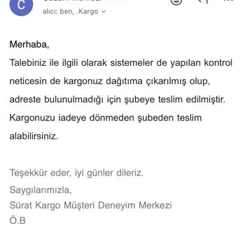 Sürat Kargo İade Edilen Kargom Adrese Ulaştırılsın Artık!