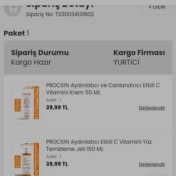 Procsin Siparişim Kargoya Verilmedi.