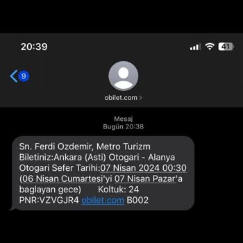 Artık Metro Turizm Firmasını Tercih Etmeyeceğim