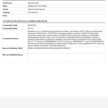 Bimcell 250 TL Ödeme Sorunu