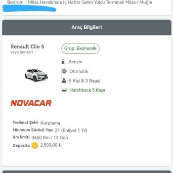 Obilet Araç Kiralama Para İadesi İçin Fazla Kesinti Yapılması