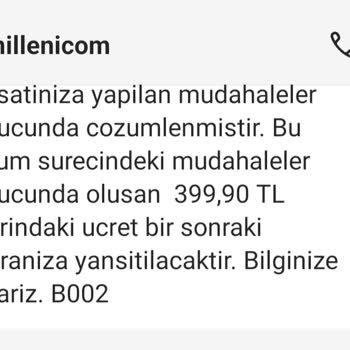 Millenicom Faturaya Ek Ücret