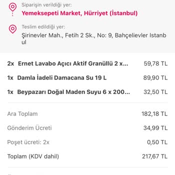 Yemeksepeti Market Eksik Ürün Gönderimi