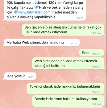 Fatma Kılıç Butik Elbise İade Etme Sorunu