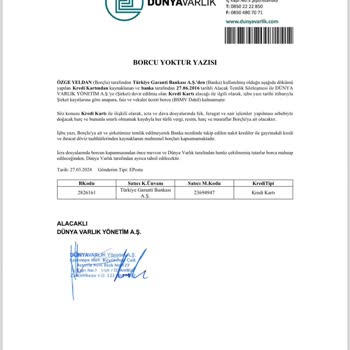 Garanti Bankası Borcum Olmadığı Halde Borç Gösteriyor.