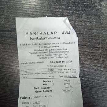 Harikalar AVM Tesisler Diyarbakır İade Sıkıntısı