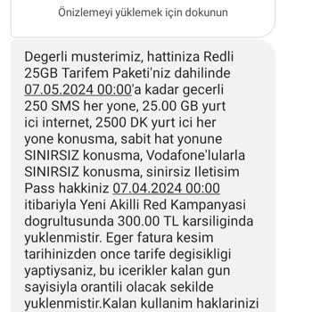 Vodafone Red 25 Fazla Ücret İstenmesi