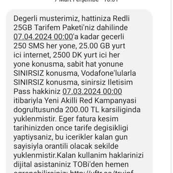 Vodafone Red 25 Fazla Ücret İstenmesi