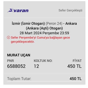 Varan Turizm Beni Yolda Bıraktı