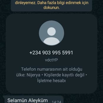 WhatsApp Bilinmeyen Numaradan Mesaj Geldi.