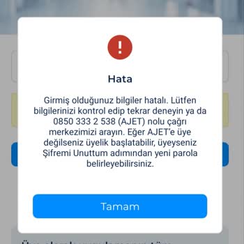 Ajet Uygulama Giriş Hatası