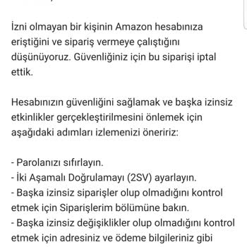 Amazon Şikayet Güvenlik Sorunu Hatası