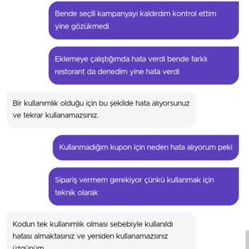 GetirYemek Kupon Kullandın Hatası