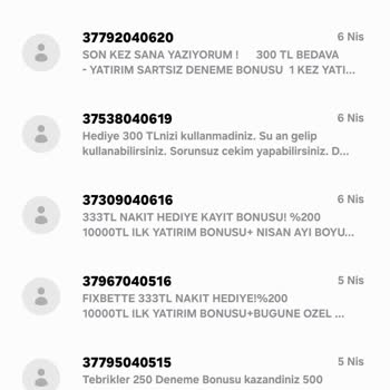 Vodafone İllegal Bahis Mesajları