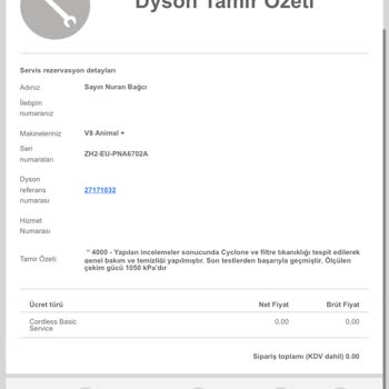 Dyson Süpürgemi Mahvolmuş Bir Şekilde Bana Geri Gönderdi