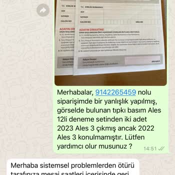 İnformal Yayınlarından Aldığım Ürünün EKSİK-HATALI Çıkması