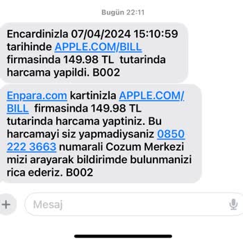 Apple.com Bıll Şikayetçiyim