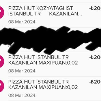 Pizza Hut 1 Ay Önce 3 Defa Yapılan Çekimin İadesi Hala Yapılmadı